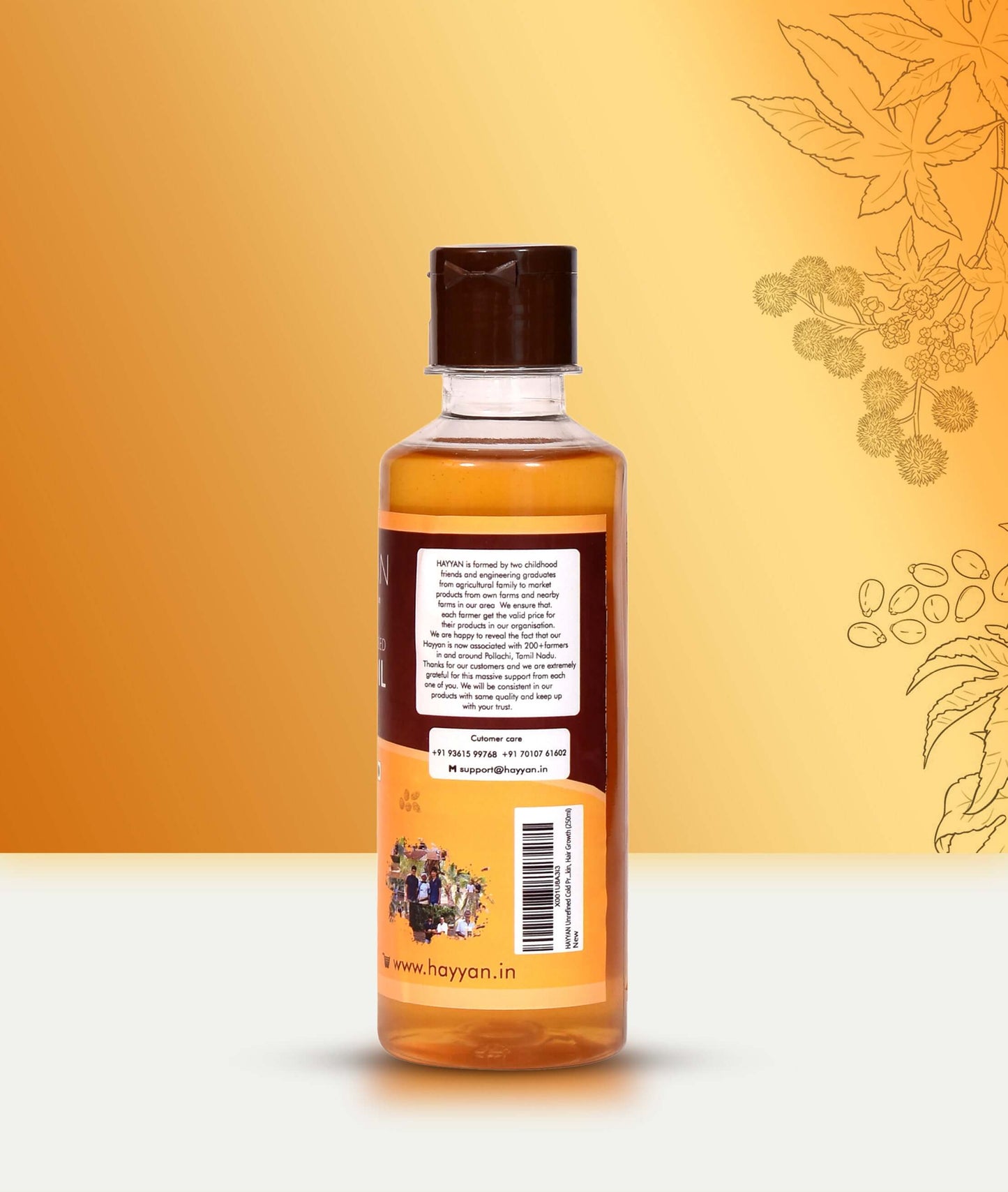 HAYYAN Cold Pressed Virgin Castor Oil - for Healthy Hair , Skin & Cooking - 250 Ml