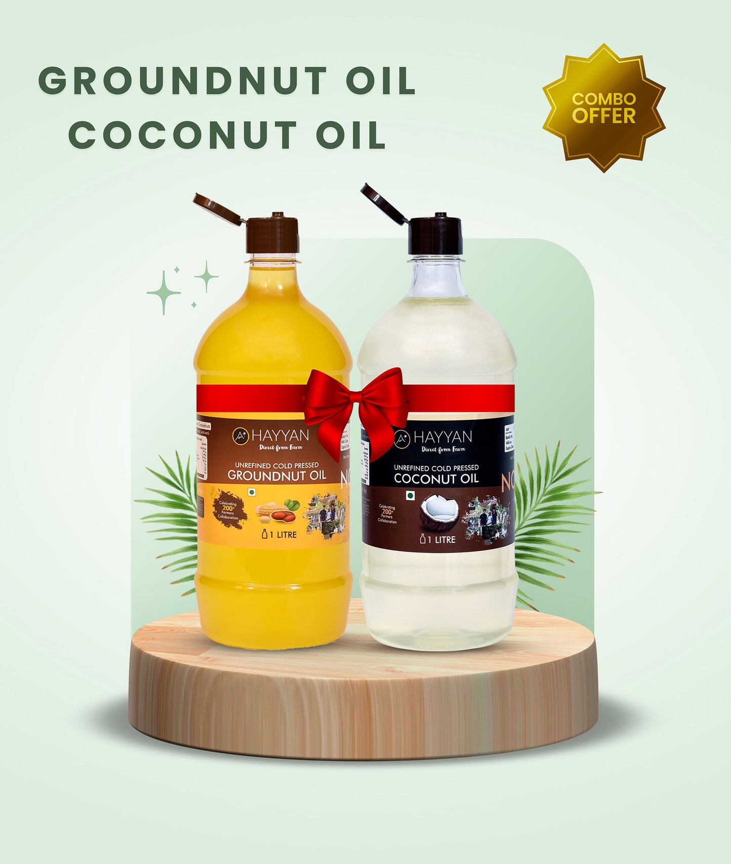 Combo of 1 litre Coconut Oil, 1 litre Groundnut Oil