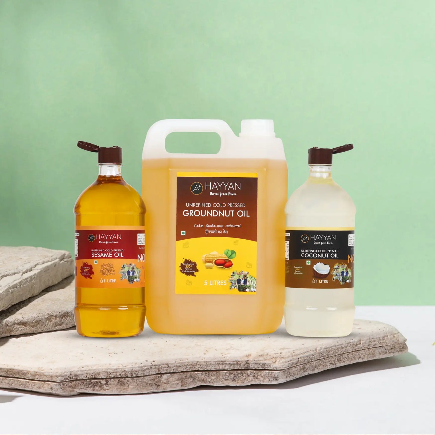 HAYYAN Mega Oil Combo (Sesame 1L + Groundnut 5L + Coconut 1L)