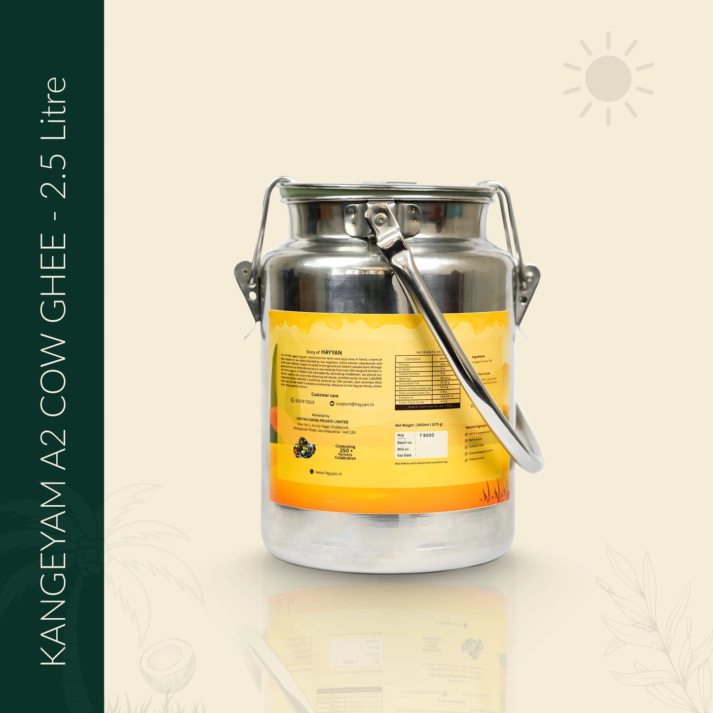 Hayyan A2 Pure Kangeyam Cow Ghee 2.5 Litres