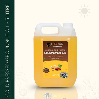 HAYYAN Cold Pressed Unrefined Groundnut/Peanut Oil ( Chekku / Ghani )1L,2L,3L,5L,
