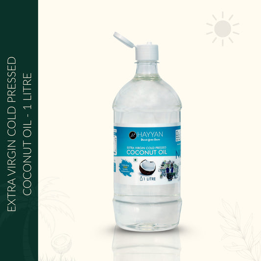 HAYYAN Extra Virgin Cold Pressed Unrefined Coconut Oil from Coconut Milk - 1 Litre