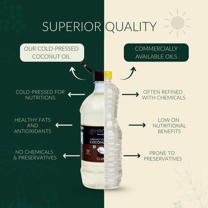 HAYYAN Cold Pressed Unrefined Own Farm Coconut Oil ( Chekku / Ghani ) - 500 ml