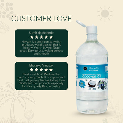 HAYYAN Organic Extra Virgin Coconut Oil - 500 ml