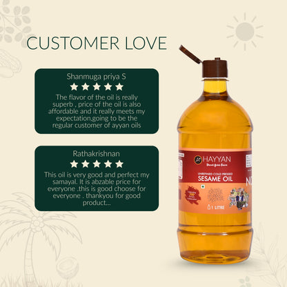 HAYYAN Cold Pressed Sesame Oil / Gingelly Oil / Til Ka Oil – 2 Litre