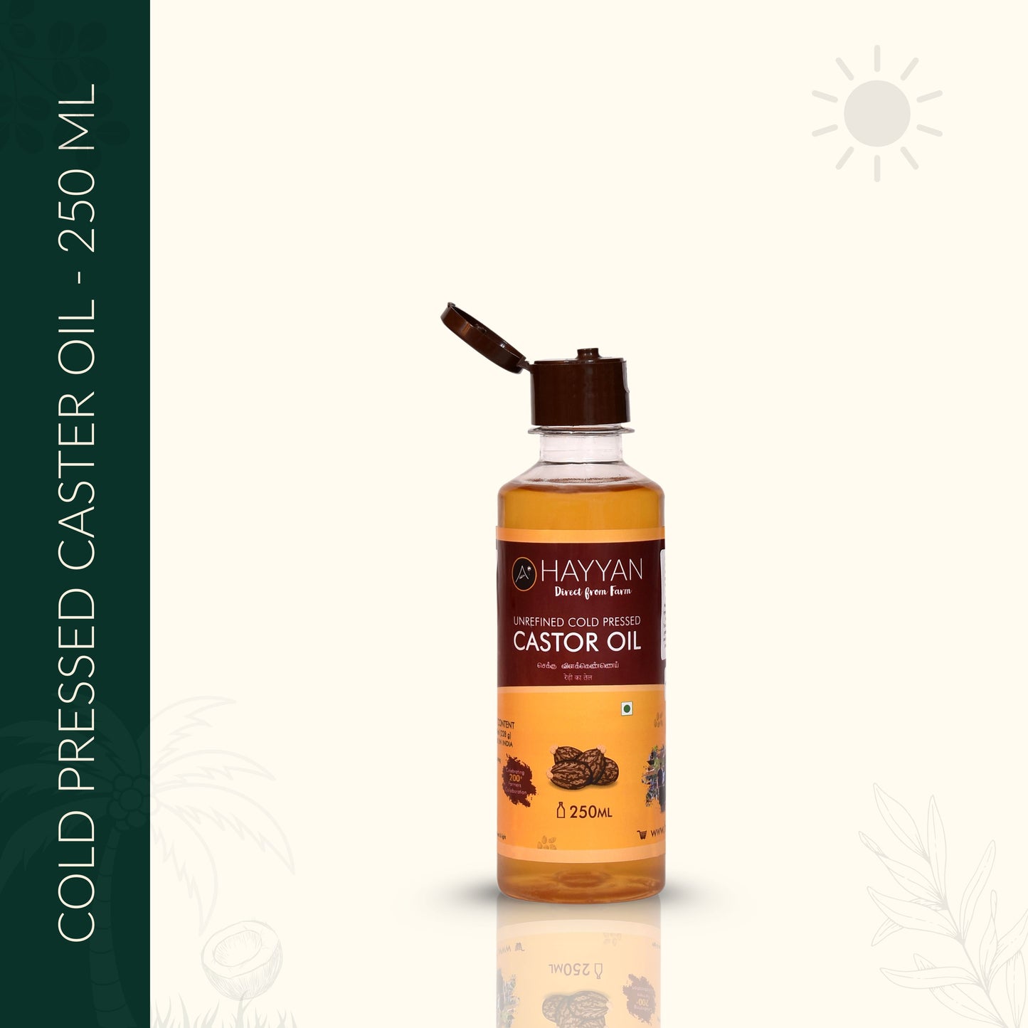 HAYYAN Cold Pressed Virgin Castor Oil - for Healthy Hair , Skin & Cooking - 250 Ml,500ML,1L