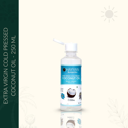 HAYYAN Extra Virgin Cold Pressed Unrefined Coconut Oil from Coconut Milk - 250 ml