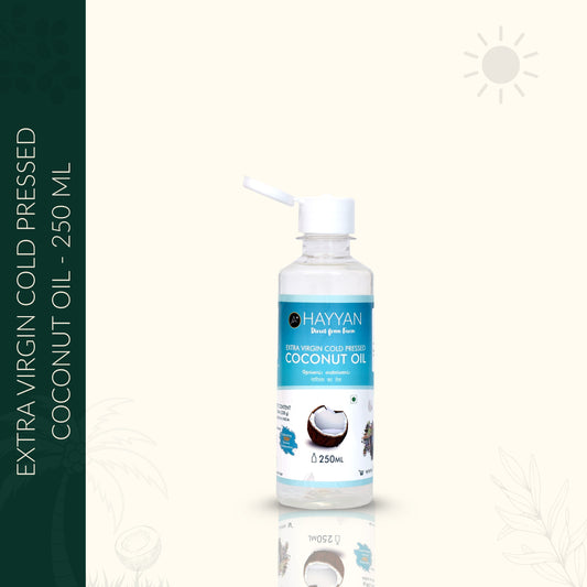 HAYYAN Extra Virgin Cold Pressed Unrefined Coconut Oil from Coconut Milk - 250 ml