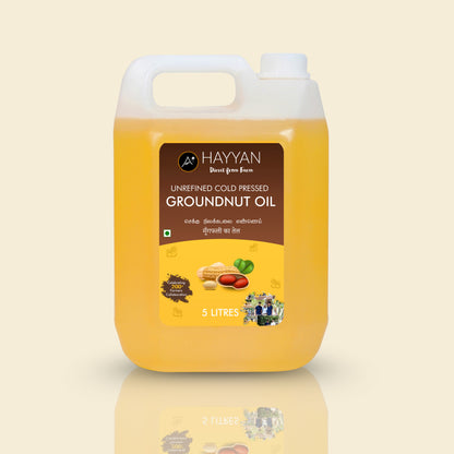 HAYYAN Cold Pressed Unrefined Groundnut/Peanut Oil ( Chekku / Ghani ) - 1 Litre