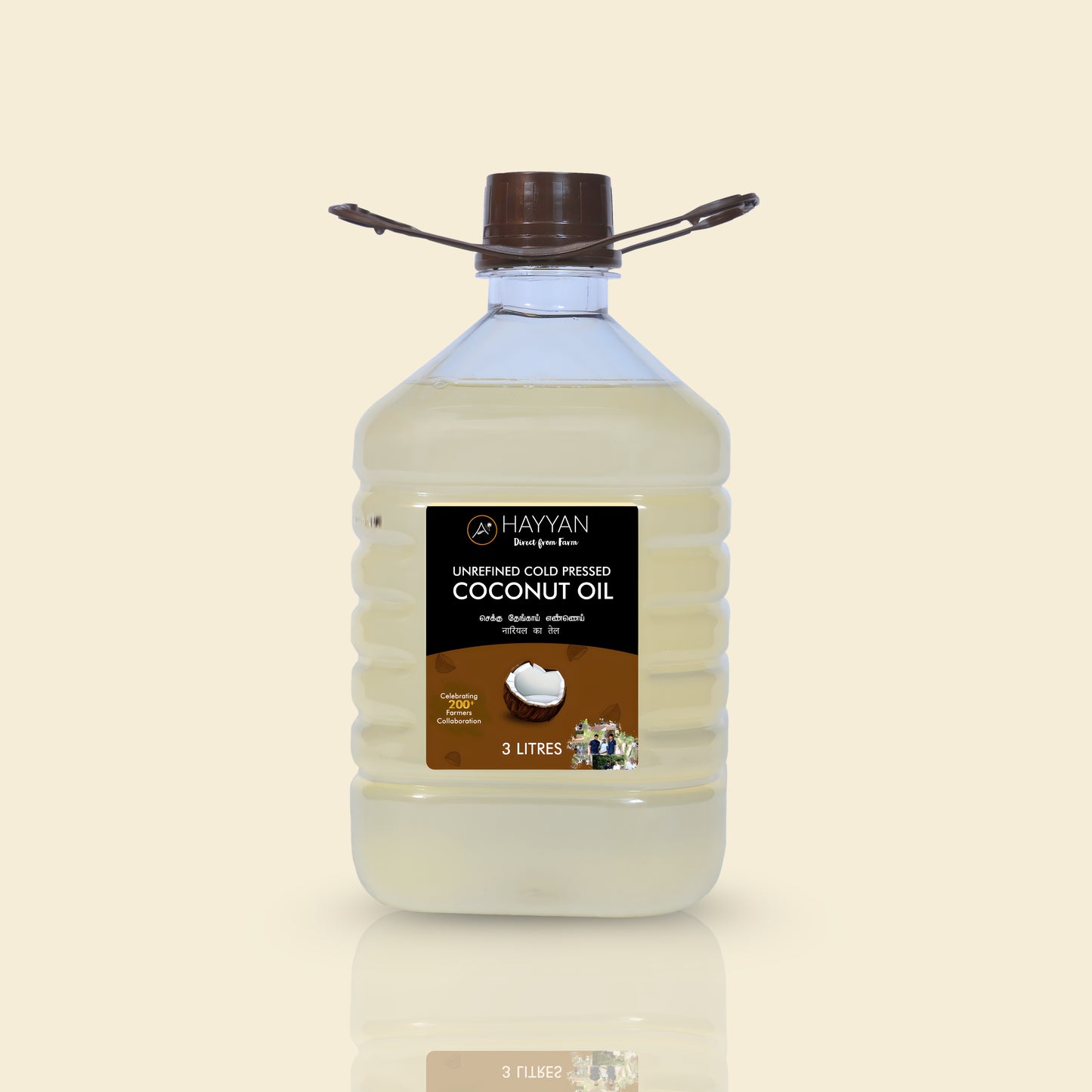 HAYYAN Cold Pressed Unrefined Own Farm Coconut Oil ( Chekku / Ghani ) - 500 ml