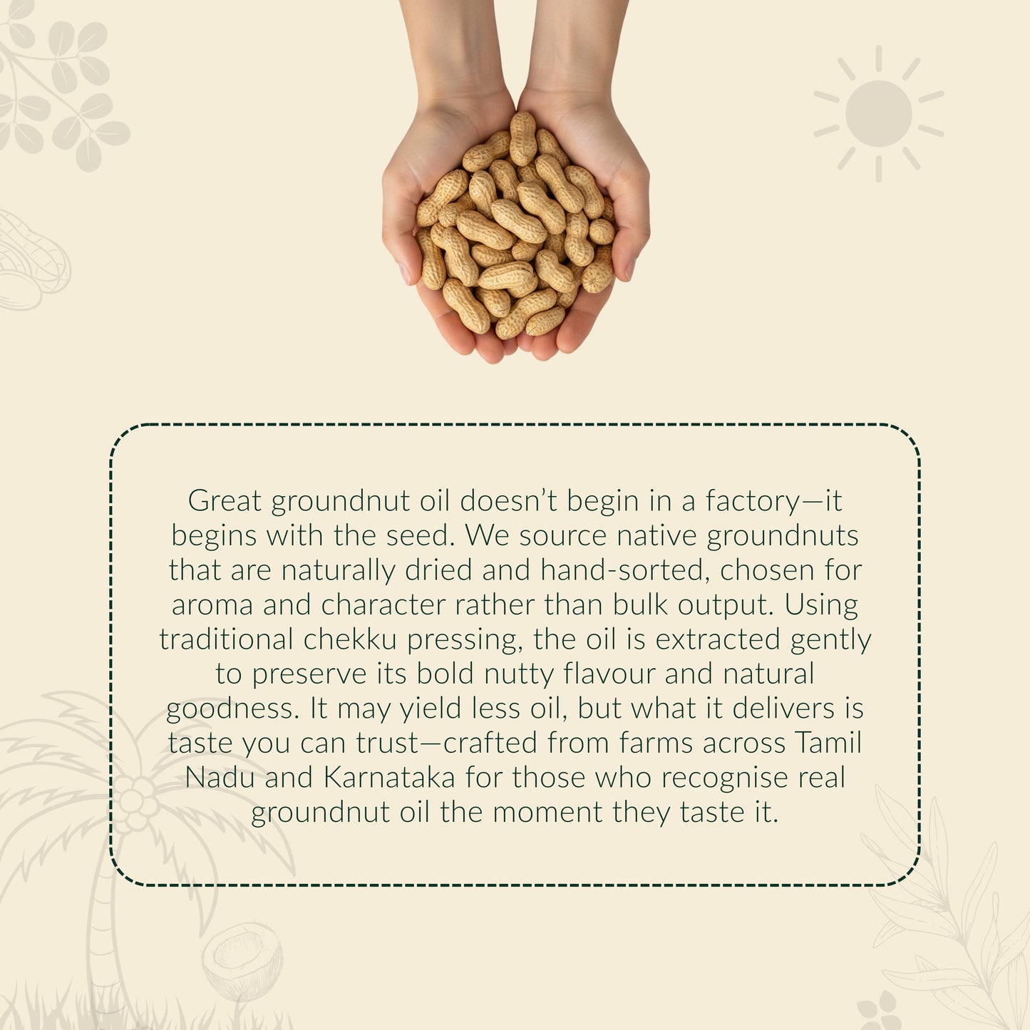 HAYYAN Cold Pressed Unrefined Groundnut/Peanut Oil ( Chekku / Ghani ) - 1 Litre