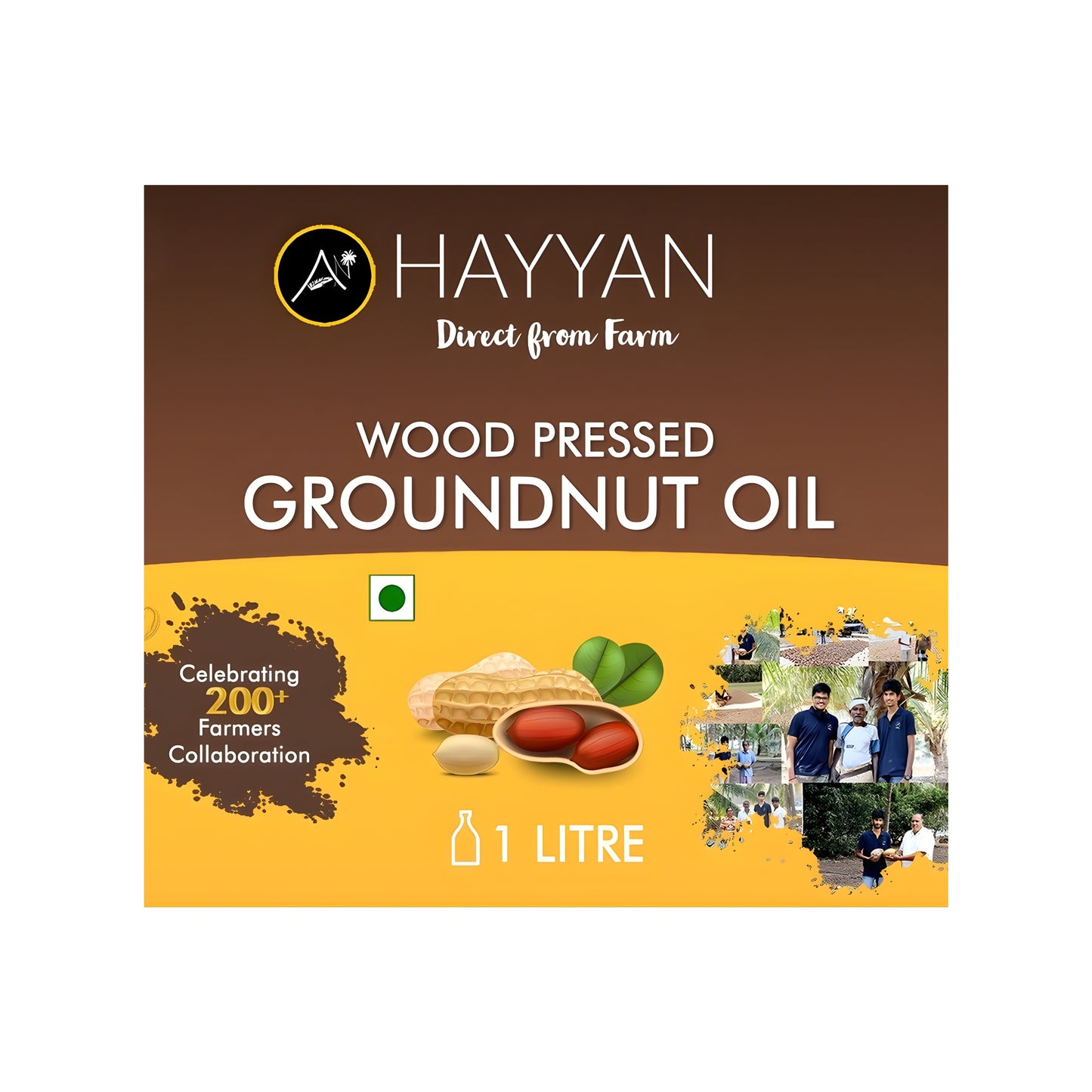 HAYYAN Cold Pressed Unrefined Groundnut/Peanut Oil ( Chekku / Ghani ) - 1 Litre