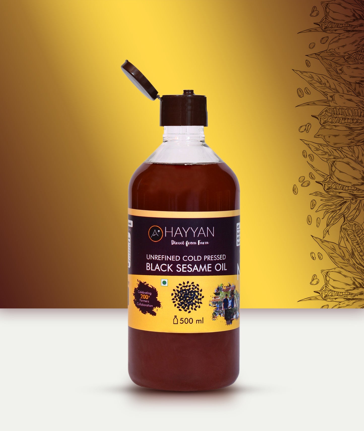 HAYYAN Cold Pressed black sesame Oil - 500 Ml