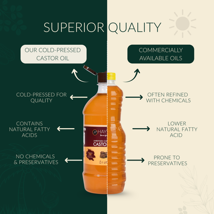 HAYYAN Cold Pressed Virgin Castor Oil - for Healthy Hair , Skin & Cooking - 500 ML