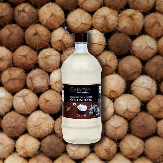 HAYYAN Cold Pressed Unrefined Own Farm Coconut Oil ( Chekku / Ghani ) - 1 Litre