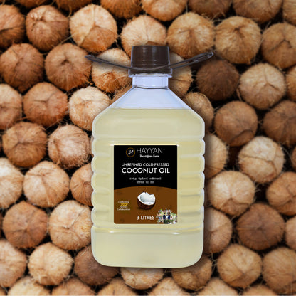 HAYYAN Cold Pressed Own Farm Unrefined Coconut Oil - 3 Litres