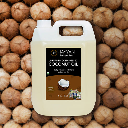 HAYYAN Cold Pressed Own Farm Unrefined Coconut Oil - 5 Litres