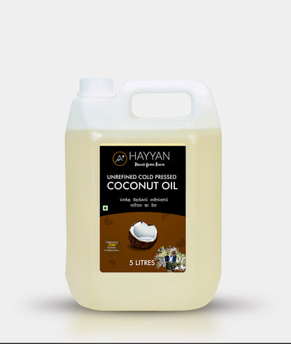HAYYAN Cold Pressed Own Farm Unrefined Coconut Oil - 5 Litres
