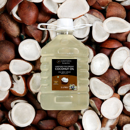 HAYYAN Cold Pressed Own Farm Unrefined Coconut Oil - 3 Litres