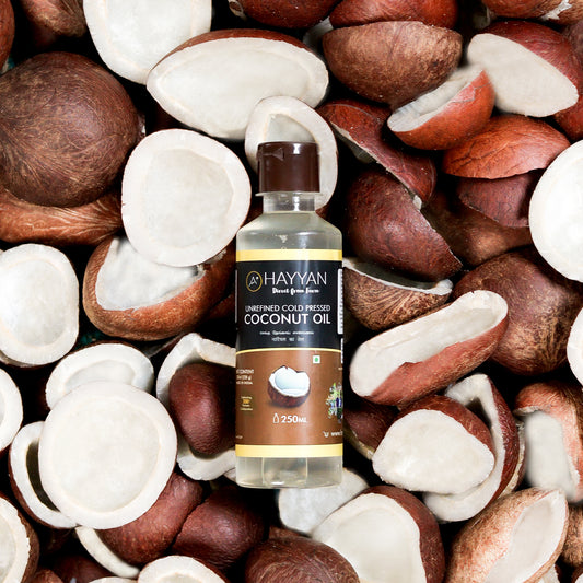 HAYYAN Cold Pressed Unrefined Own Farm Coconut Oil ( Chekku / Ghani ) - 250 Ml
