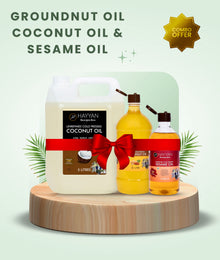 Combo of 5 litre Coconut Oil, 1 litre Groundnut Oil, 500 ml Sesame Oil