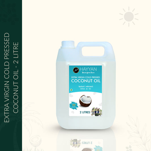 HAYYAN Extra Virgin Cold Pressed Unrefined Coconut Oil ( Wet centrifuged process ) - 2 Litres