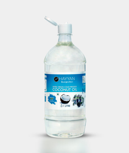 HAYYAN Extra Virgin Cold Pressed Unrefined Coconut Oil from Coconut Milk - 1 Litre