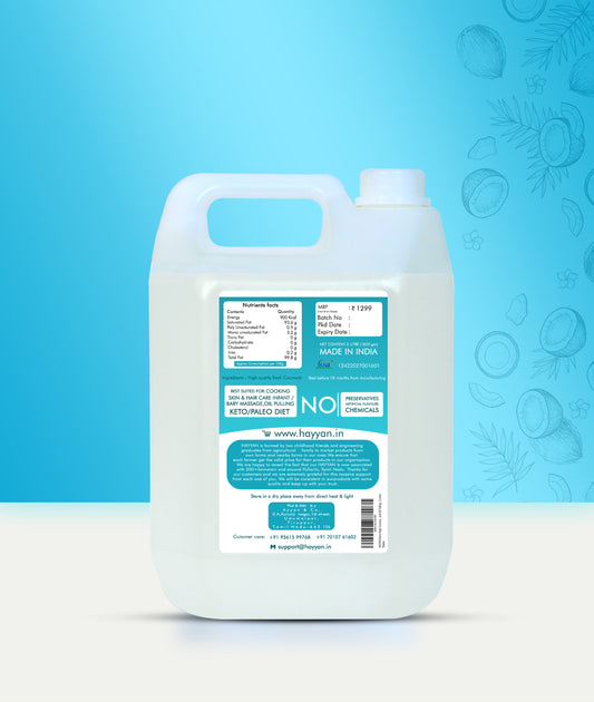 HAYYAN Extra Virgin Cold Pressed Unrefined Coconut Oil ( Wet centrifuged process ) - 2 Litres