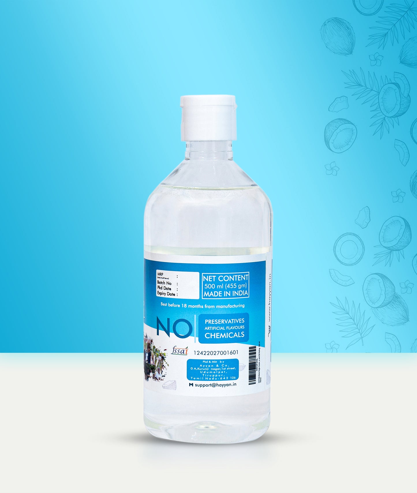 HAYYAN Organic Extra Virgin Coconut Oil - 500 ml