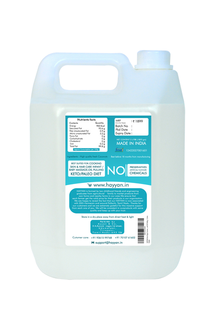 HAYYAN Extra Virgin Cold Pressed Unrefined Coconut Oil ( Wet centrifuged process ) - 2 Litres