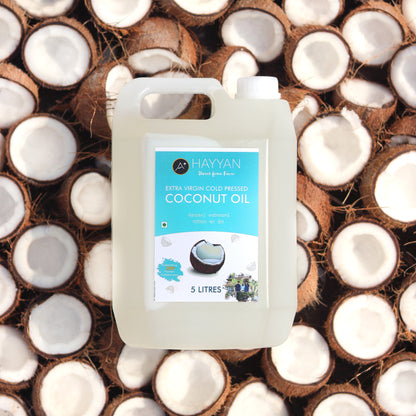 HAYYAN Extra Virgin Cold Pressed Unrefined Coconut Oil ( Wet centrifuged process ) - 5 Litres