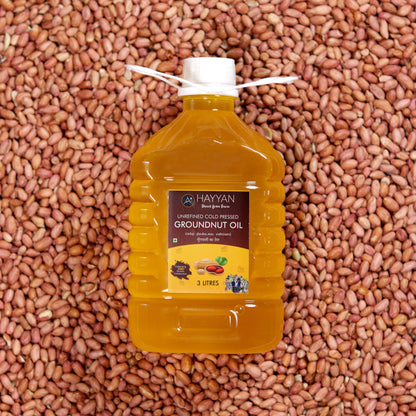 HAYYAN Cold Pressed Unrefined Groundnut/Peanut Oil ( Chekku / Ghani )1L,2L,3L,5L,