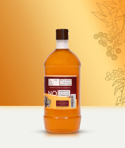 HAYYAN Cold Pressed Virgin Castor Oil - for Healthy Hair , Skin & Cooking - 1 Litre