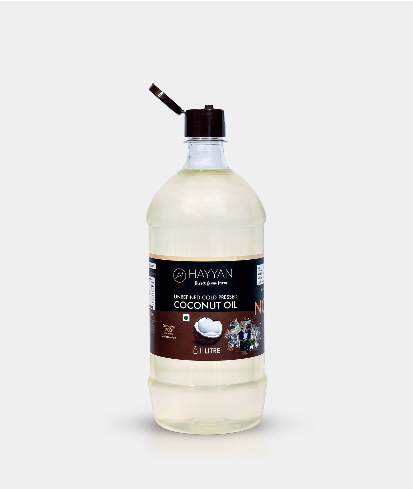 HAYYAN Cold Pressed Unrefined Own Farm Coconut Oil ( Chekku / Ghani ) - 1 Litre
