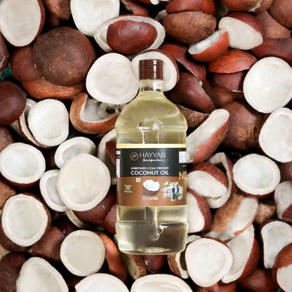 HAYYAN Cold Pressed Unrefined Own Farm Coconut Oil ( Chekku / Ghani ) - 1 Litre