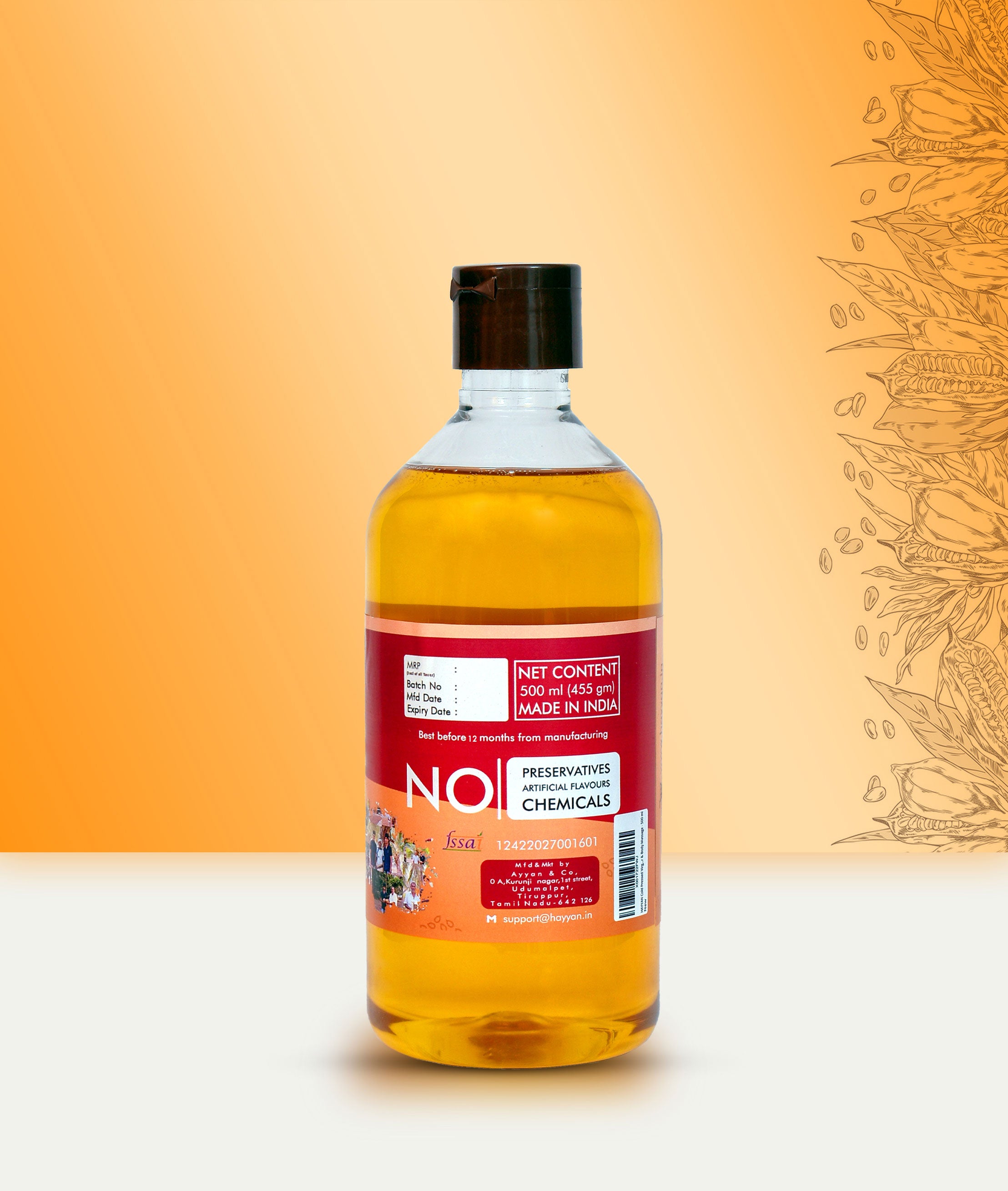 HAYYAN Cold Pressed sesame Oil - 500 ml