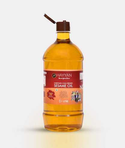 HAYYAN Cold Pressed Sesame Oil / Gingelly Oil / Til Ka Oil - 1 Litre