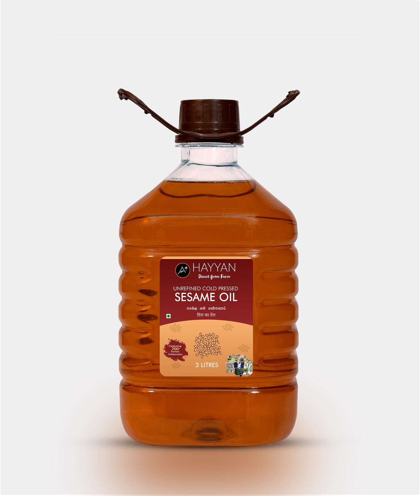 HAYYAN Cold Pressed Sesame Oil / Gingelly Oil / Til Ka Oil - 3 Litre