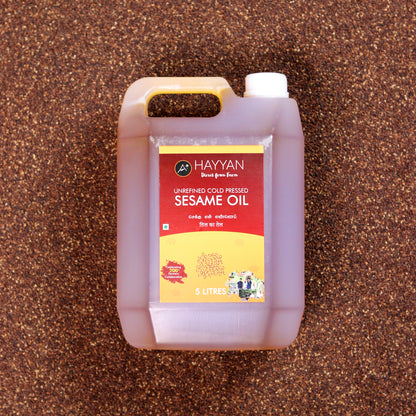 HAYYAN Cold Pressed Sesame Oil / Gingelly Oil / Til Ka Oil - 5 Litre